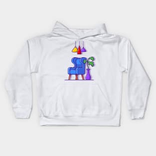 Sofa With Plant and Light Cartoon Kids Hoodie